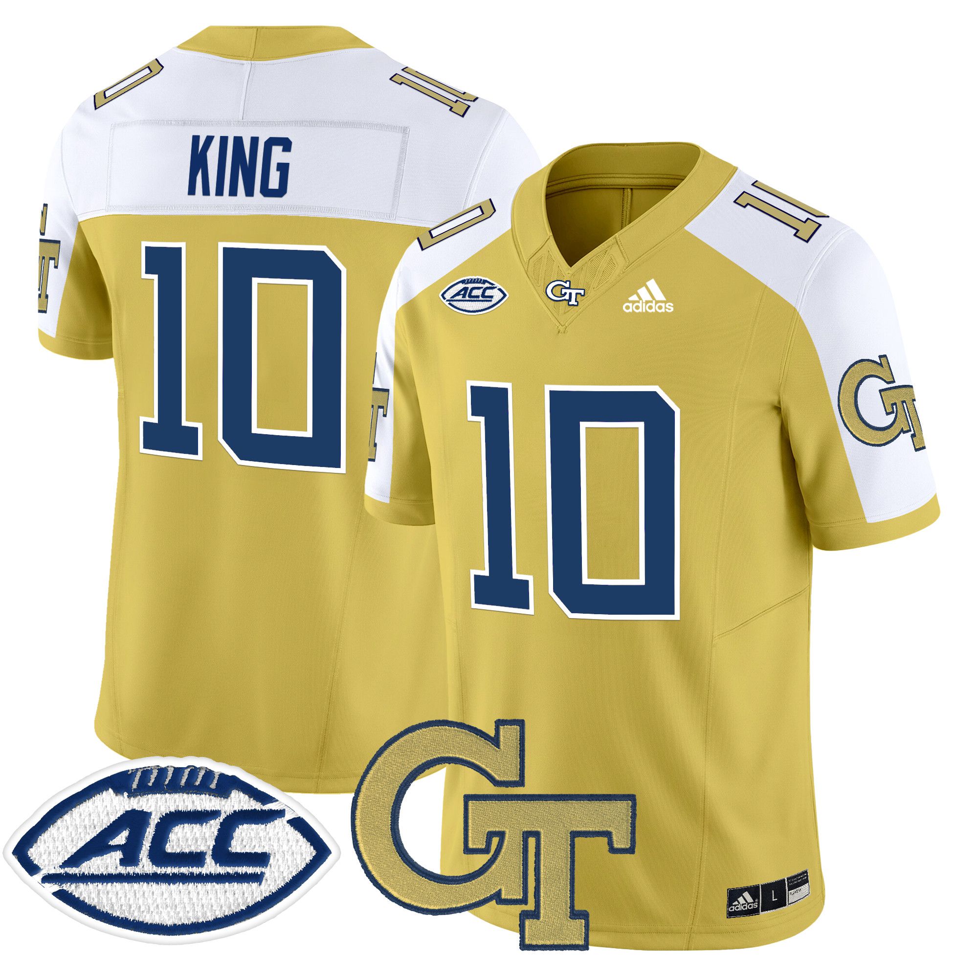 Men Georgia Tech #10 King Yellow Asidas 2024 Vapor Limited NCAA Jersey